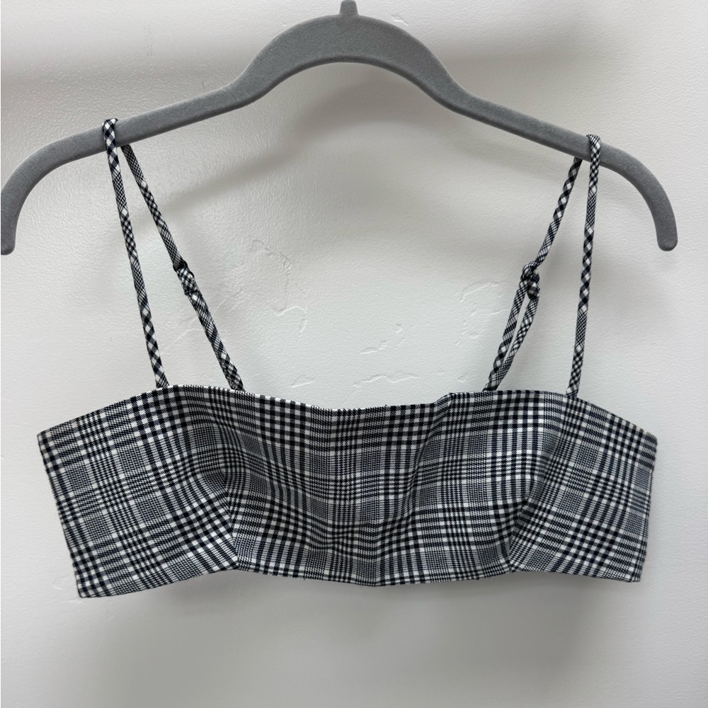 Revolve Plaid Black and White Women's Crop Top